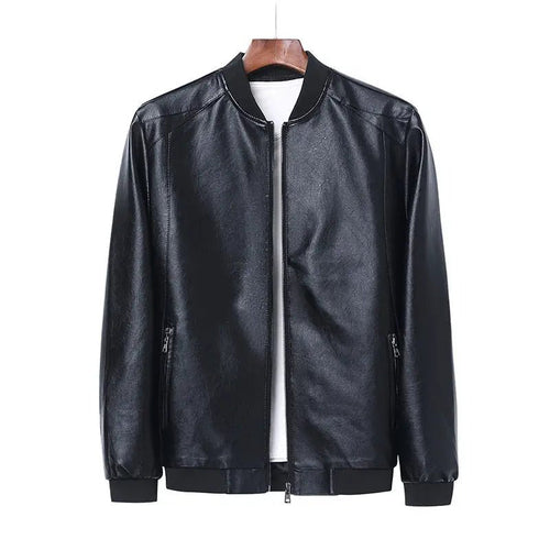 Men’s Faux Leather Zip-Up Bomber Jacket Men's Jackets