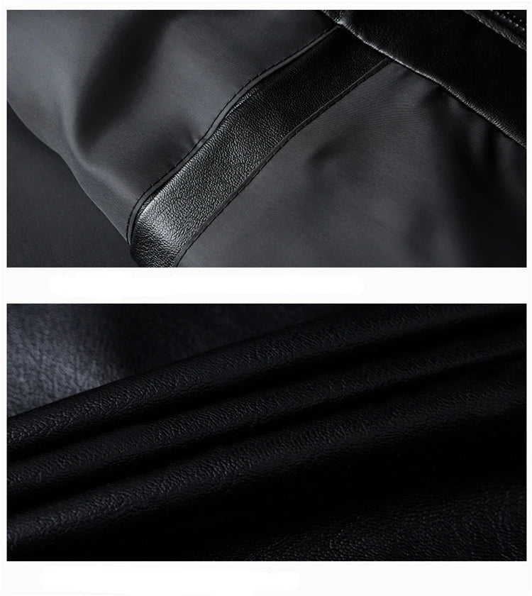 Men’s Faux Leather Zip-Up Bomber Jacket Men's Jackets