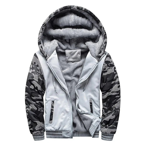 Men’s Fleece-Lined Camouflage Hooded Jacket Men's Jackets