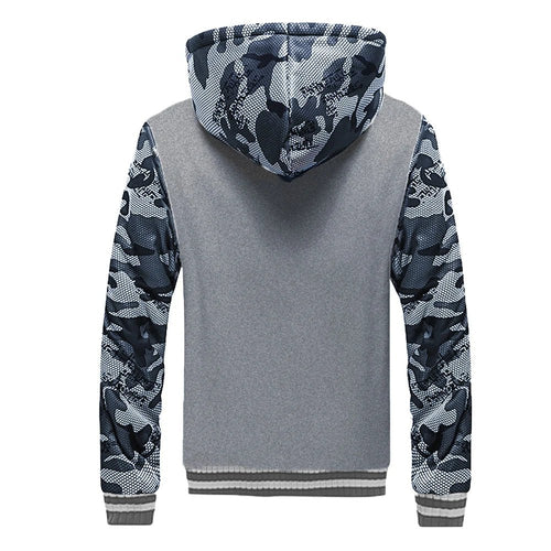 Men’s Fleece-Lined Camouflage Hooded Jacket Men's Jackets