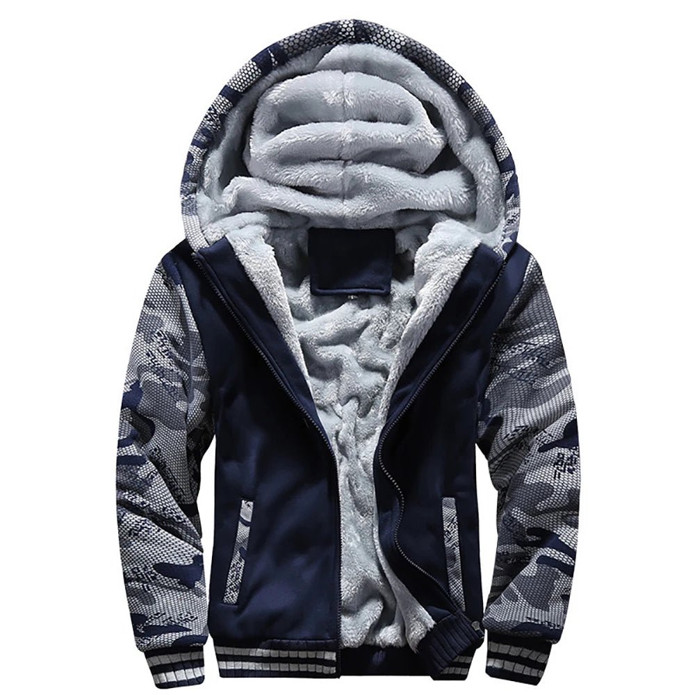 Men’s Fleece-Lined Camouflage Hooded Jacket Men's Jackets