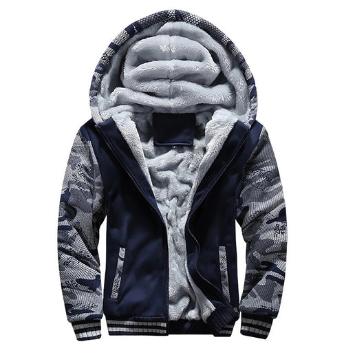 Men’s Fleece-Lined Camouflage Hooded Jacket Men's Jackets
