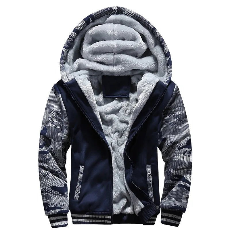 Men’s Fleece-Lined Camouflage Hooded Jacket Men's Jackets