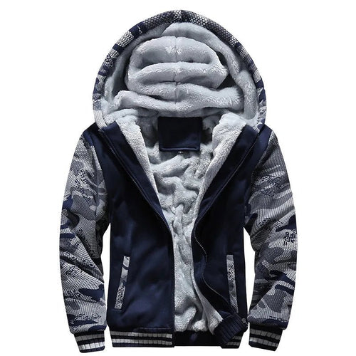 Men’s Fleece-Lined Camouflage Hooded Jacket Men's Jackets
