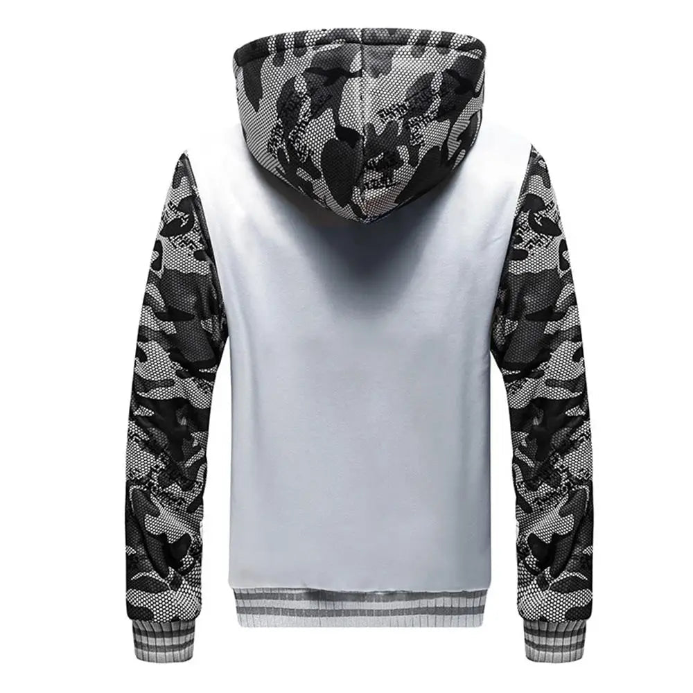 Men’s Fleece-Lined Camouflage Hooded Jacket Men's Jackets