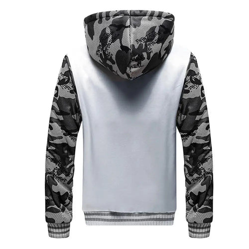 Men’s Fleece-Lined Camouflage Hooded Jacket Men's Jackets