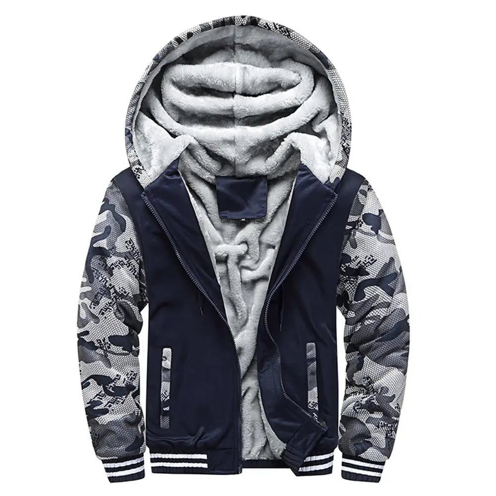Men’s Fleece-Lined Camouflage Hooded Jacket Men's Jackets