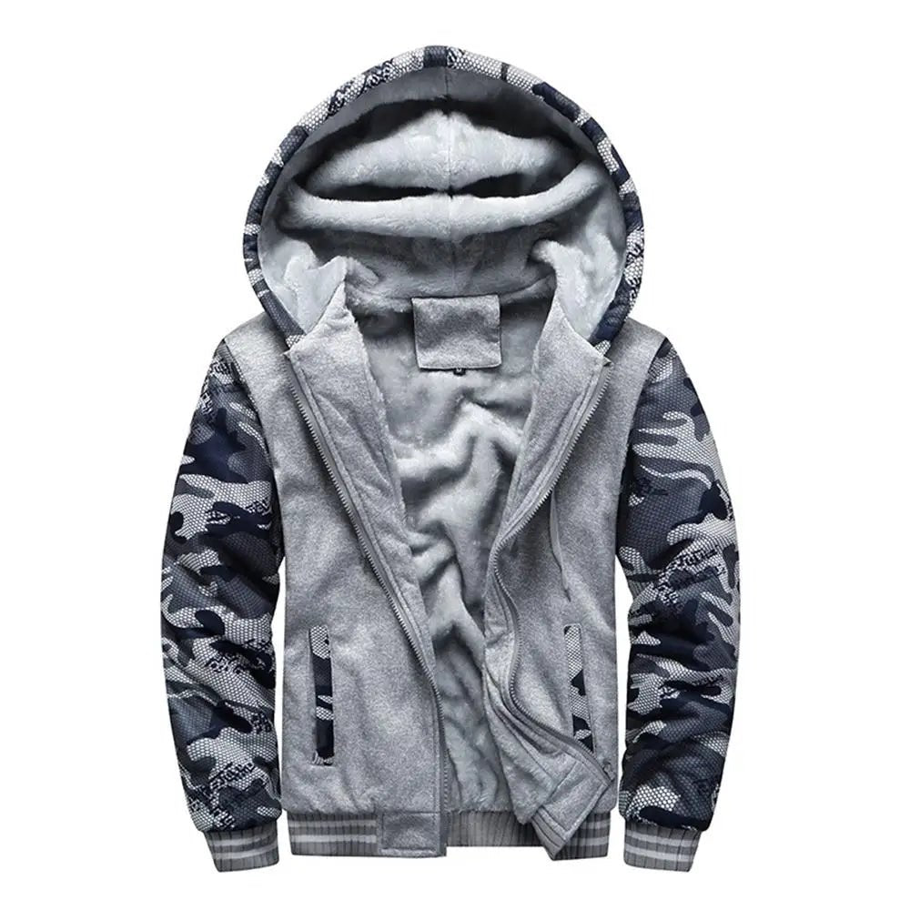 Men’s Fleece-Lined Camouflage Hooded Jacket Men's Jackets