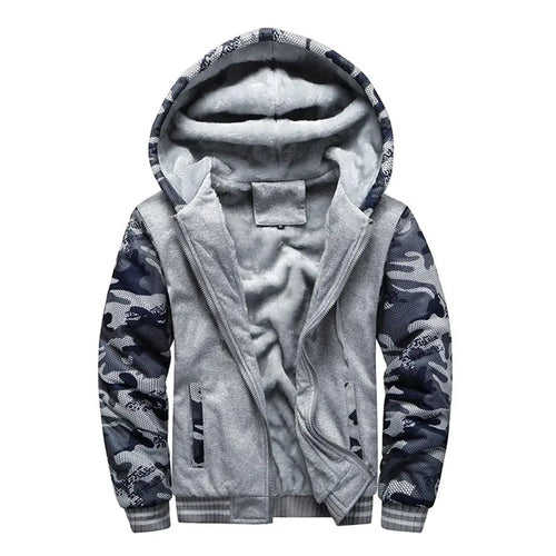 Men’s Fleece-Lined Camouflage Hooded Jacket Men's Jackets