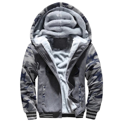Men’s Fleece-Lined Camouflage Hooded Jacket Men's Jackets