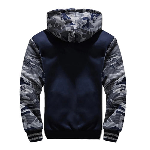 Men’s Fleece-Lined Camouflage Hooded Jacket Men's Jackets