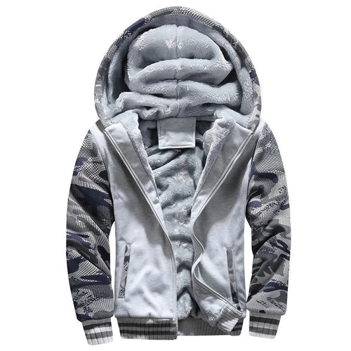 Men’s Fleece-Lined Camouflage Hooded Jacket Men's Jackets