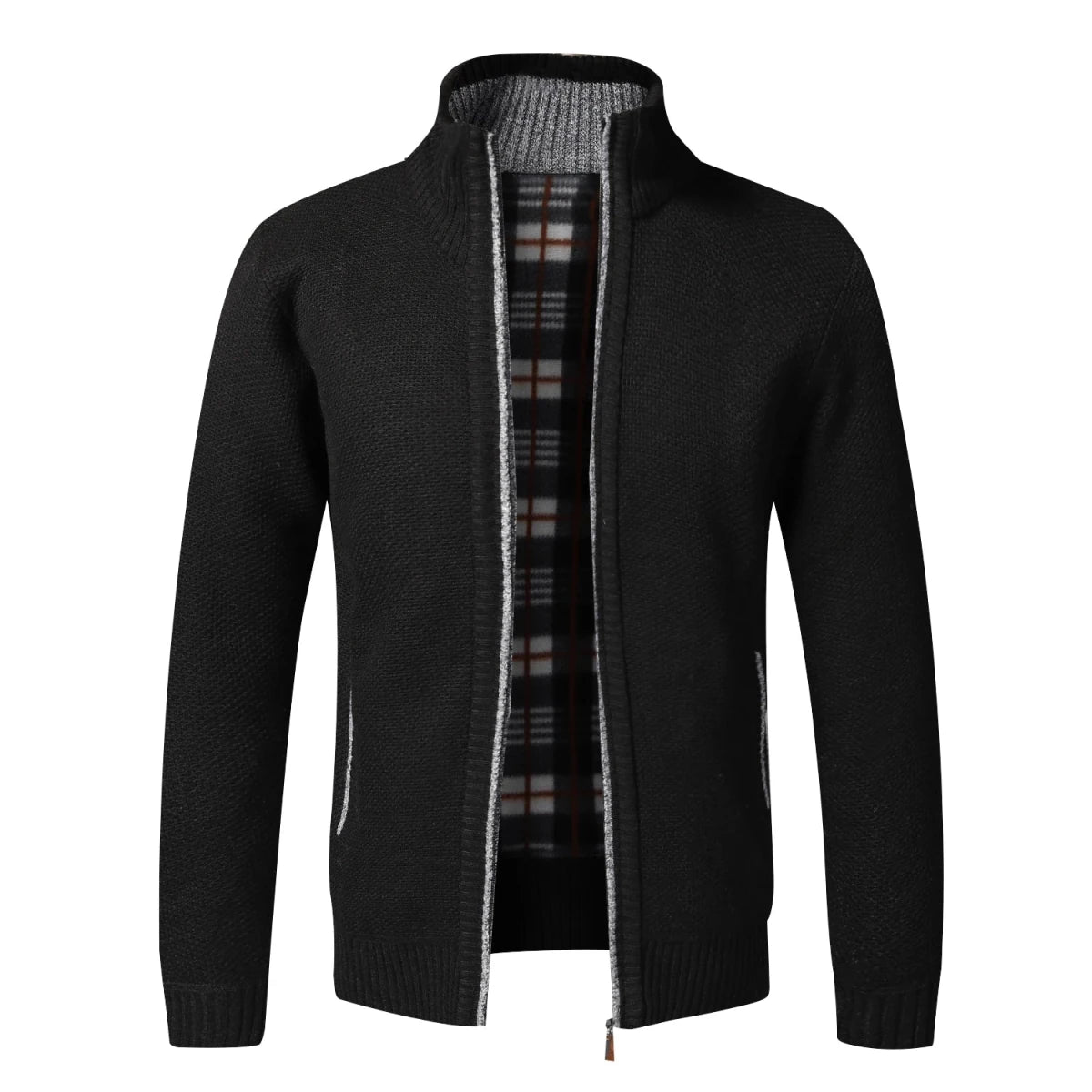 Men’s Full-Zip Knit Cardigan with Stand Collar Men's Cardigans