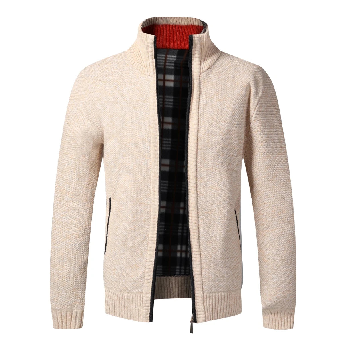Men’s Full-Zip Knit Cardigan with Stand Collar Men's Cardigans