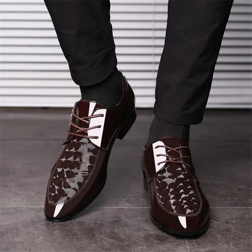 Moire Pattern Lace Up Oxford Shoes for Men
