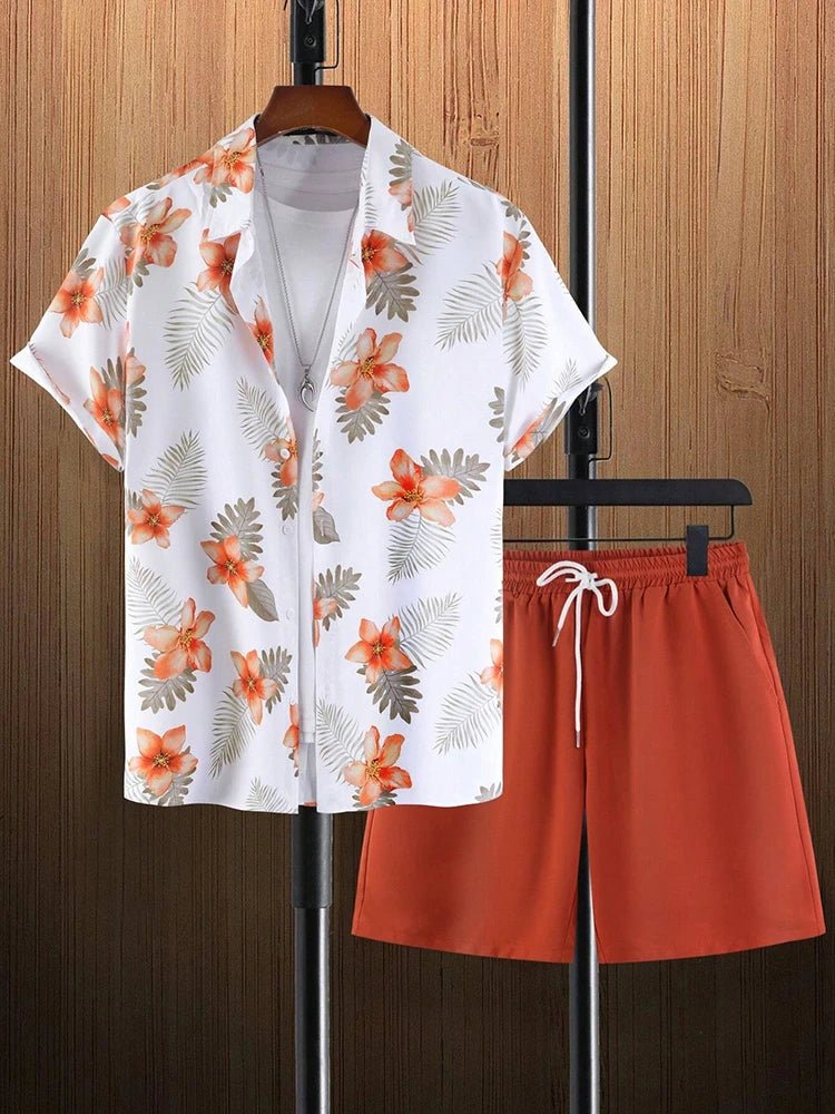 Men's Printed Short-Sleeve Shirt & Shorts Set