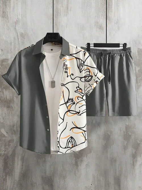 Men's Printed Short-Sleeve Shirt & Shorts Set