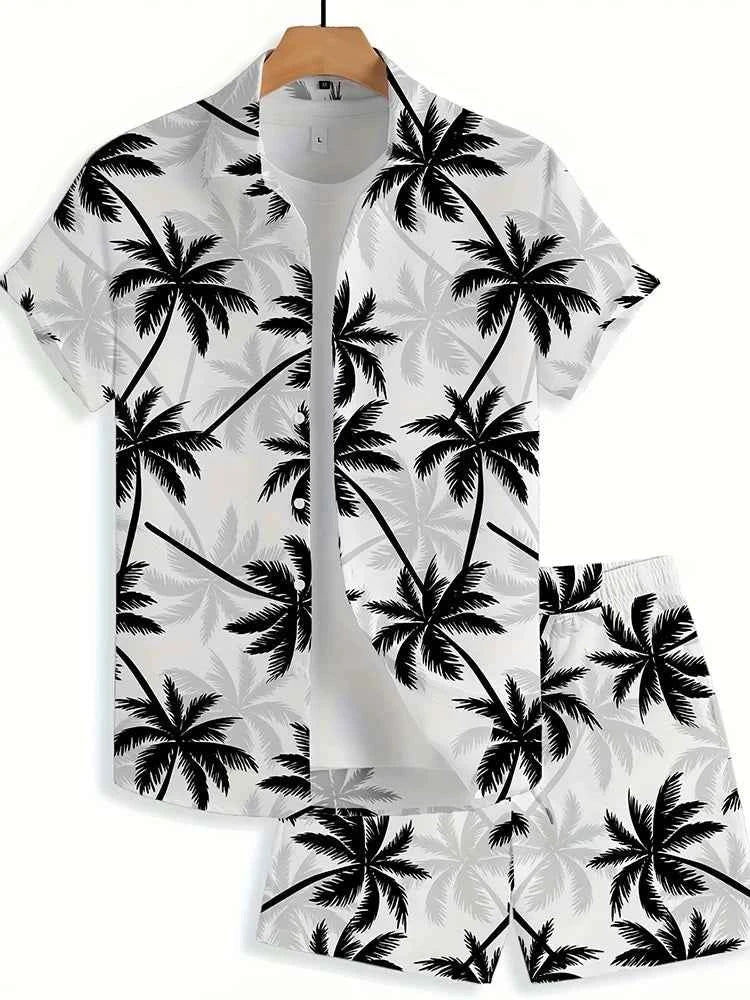 Men's Printed Short-Sleeve Shirt & Shorts Set
