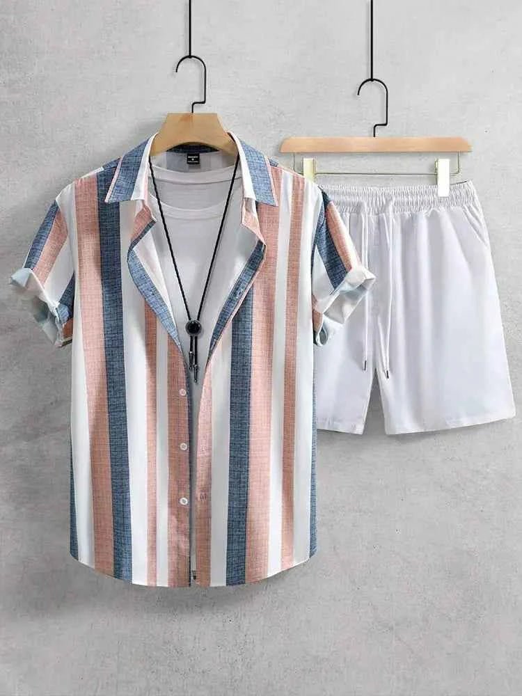 Men's Printed Short-Sleeve Shirt & Shorts Set