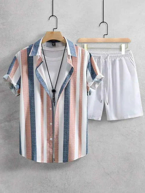 Men's Printed Short-Sleeve Shirt & Shorts Set