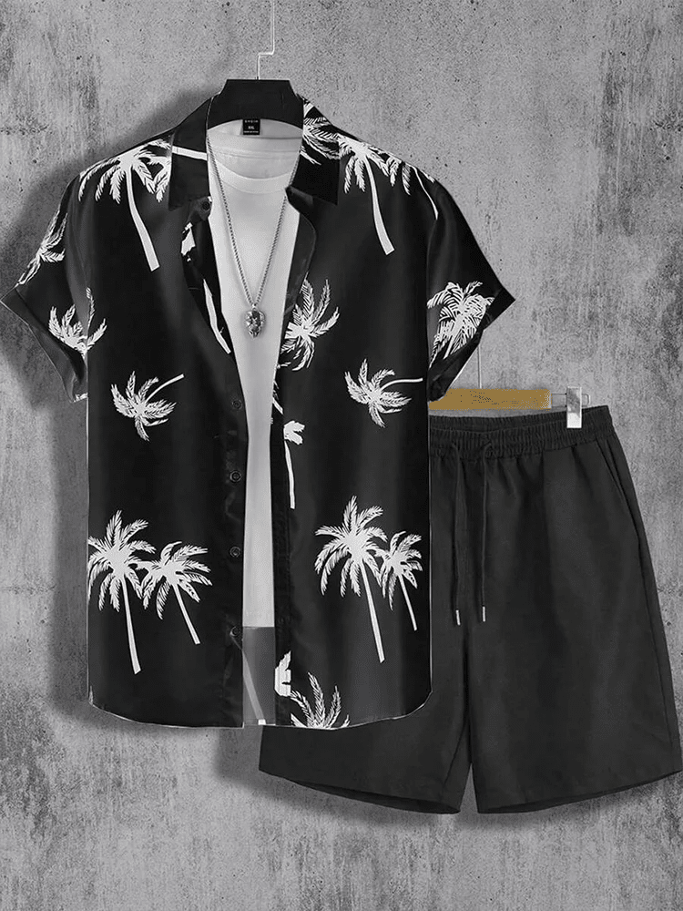 Men's Printed Short-Sleeve Shirt & Shorts Set