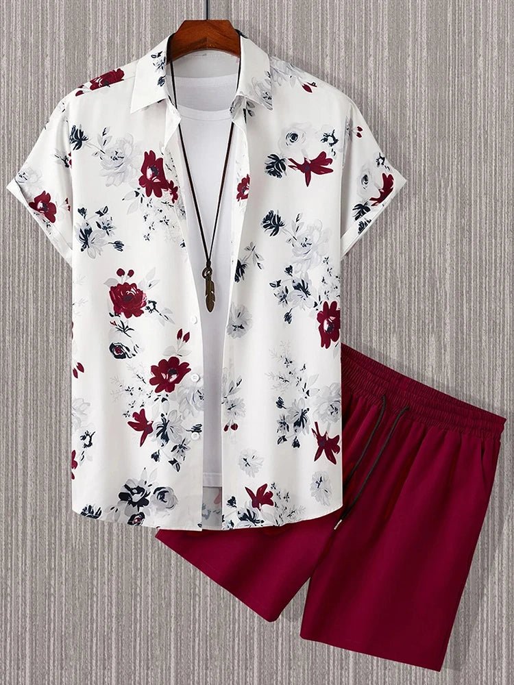 Men's Printed Short-Sleeve Shirt & Shorts Set