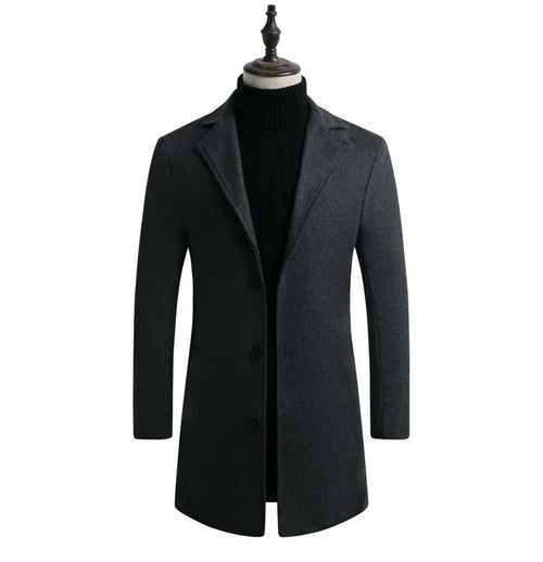 Men’s Slim-Fit Notched-Lapel Overcoat Men's Coats