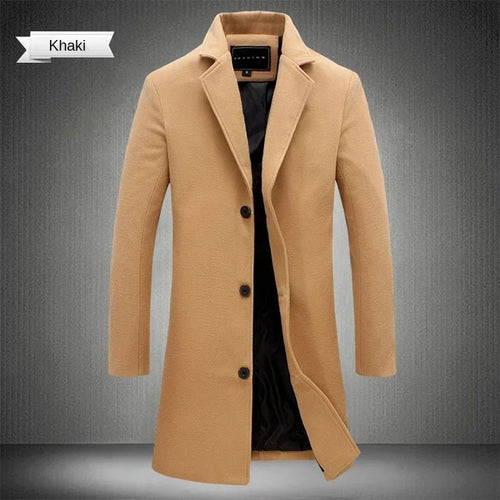 Men’s Slim-Fit Notched-Lapel Overcoat Men's Coats