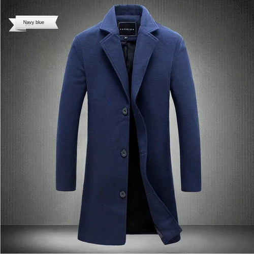 Men’s Slim-Fit Notched-Lapel Overcoat Men's Coats