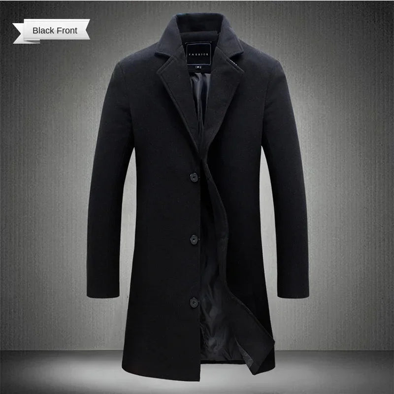 Men’s Slim-Fit Notched-Lapel Overcoat Men's Coats