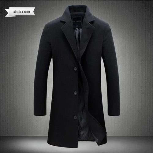 Men’s Slim-Fit Notched-Lapel Overcoat Men's Coats