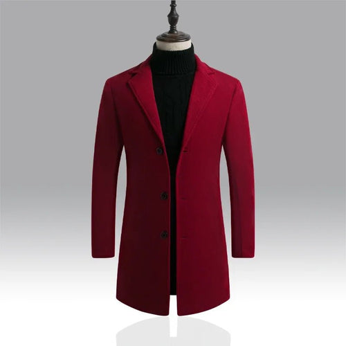 Men’s Slim-Fit Notched-Lapel Overcoat Men's Coats