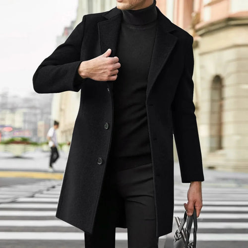 Men’s Slim-Fit Single-Breasted Overcoat Men's Overcoats