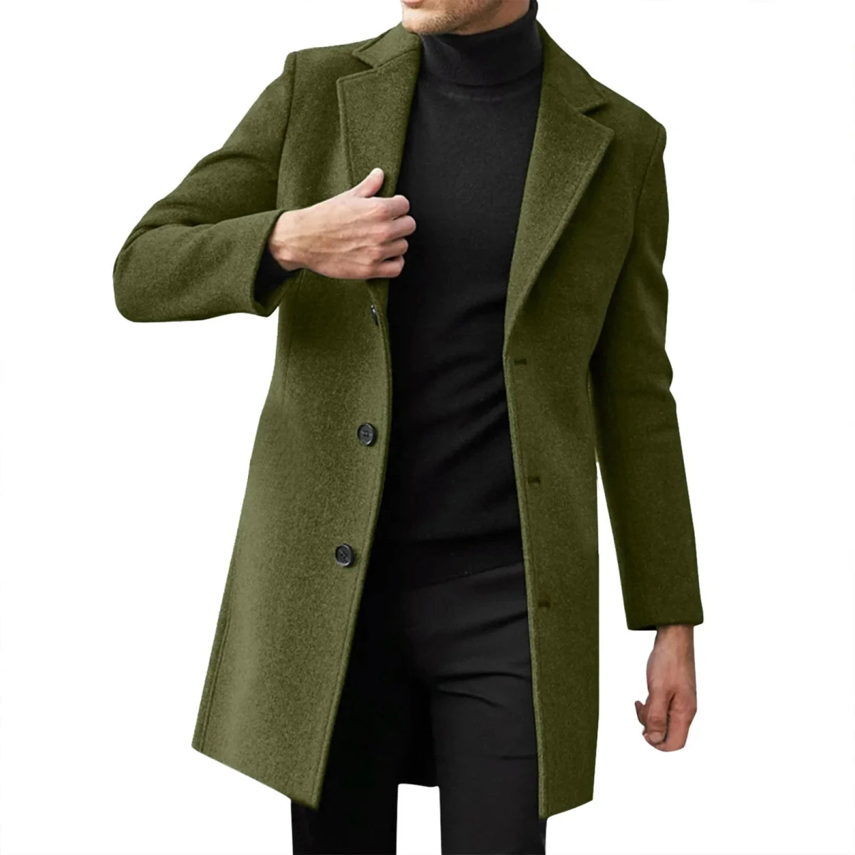Men’s Slim-Fit Single-Breasted Overcoat Men's Overcoats