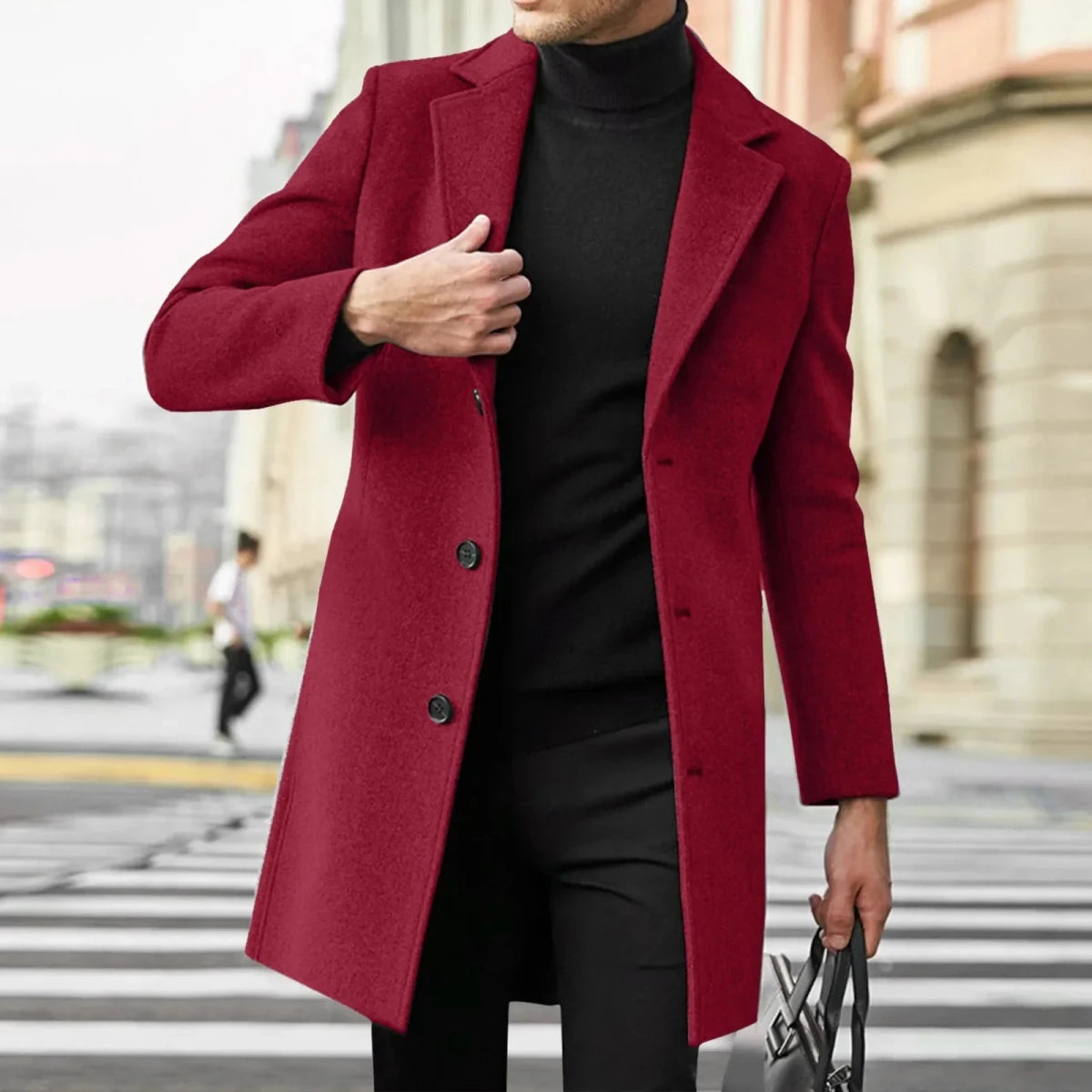 Men’s Slim-Fit Single-Breasted Overcoat Men's Overcoats