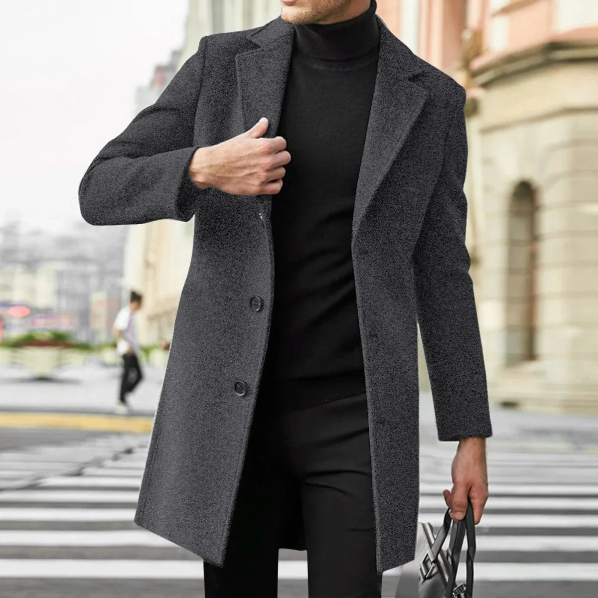 Men’s Slim-Fit Single-Breasted Overcoat Men's Overcoats