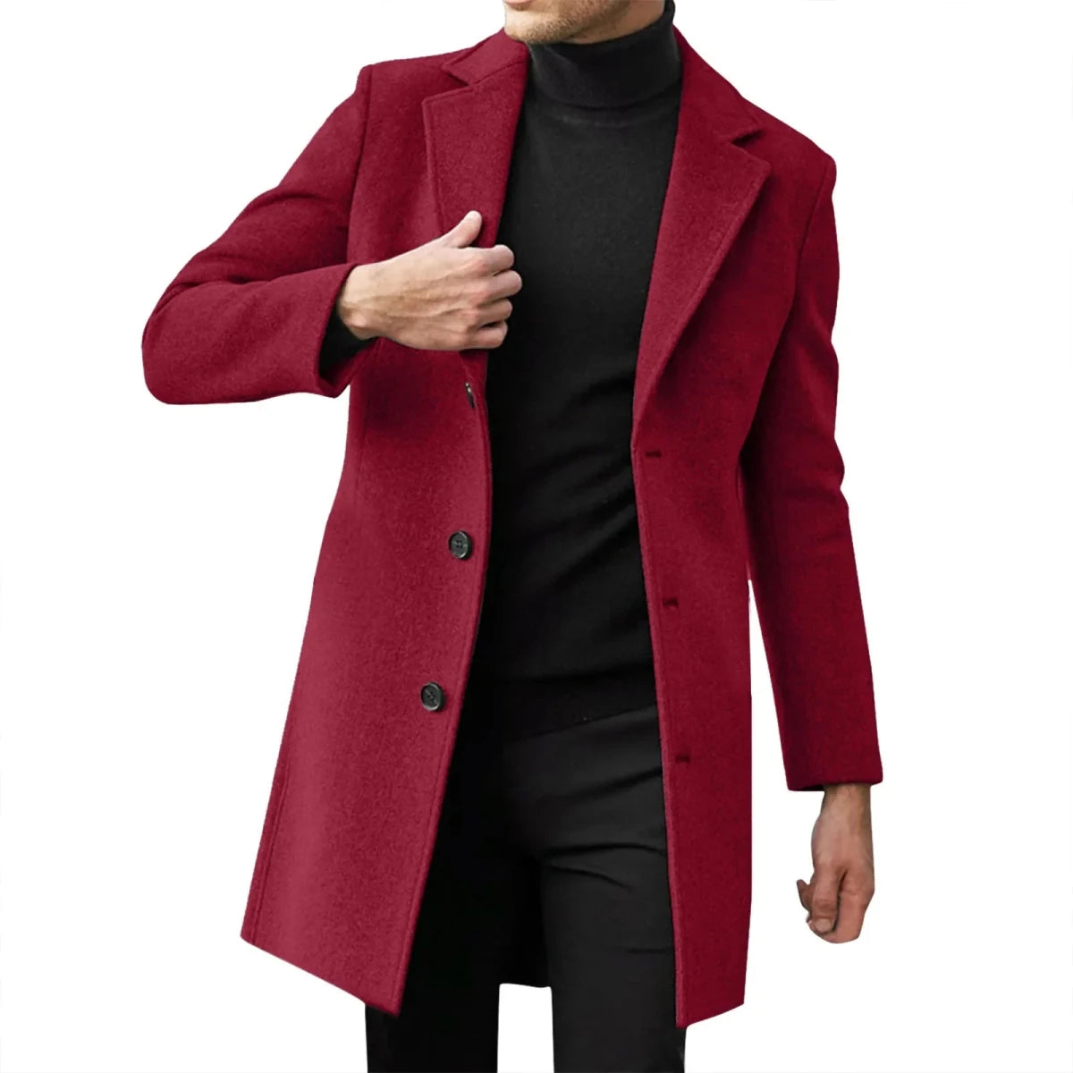 Men’s Slim-Fit Single-Breasted Overcoat Men's Overcoats