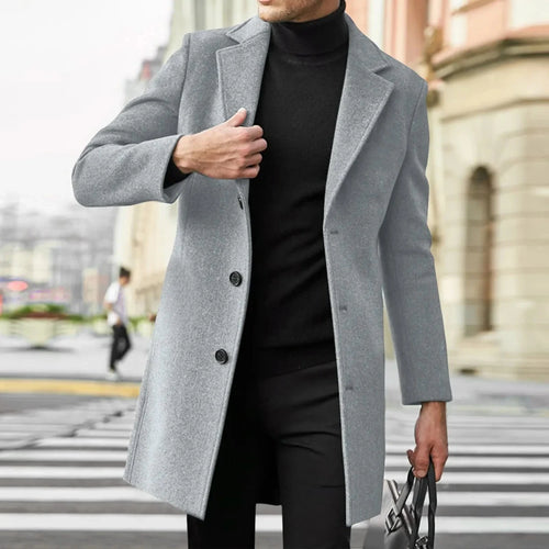 Men’s Slim-Fit Single-Breasted Overcoat Men's Overcoats