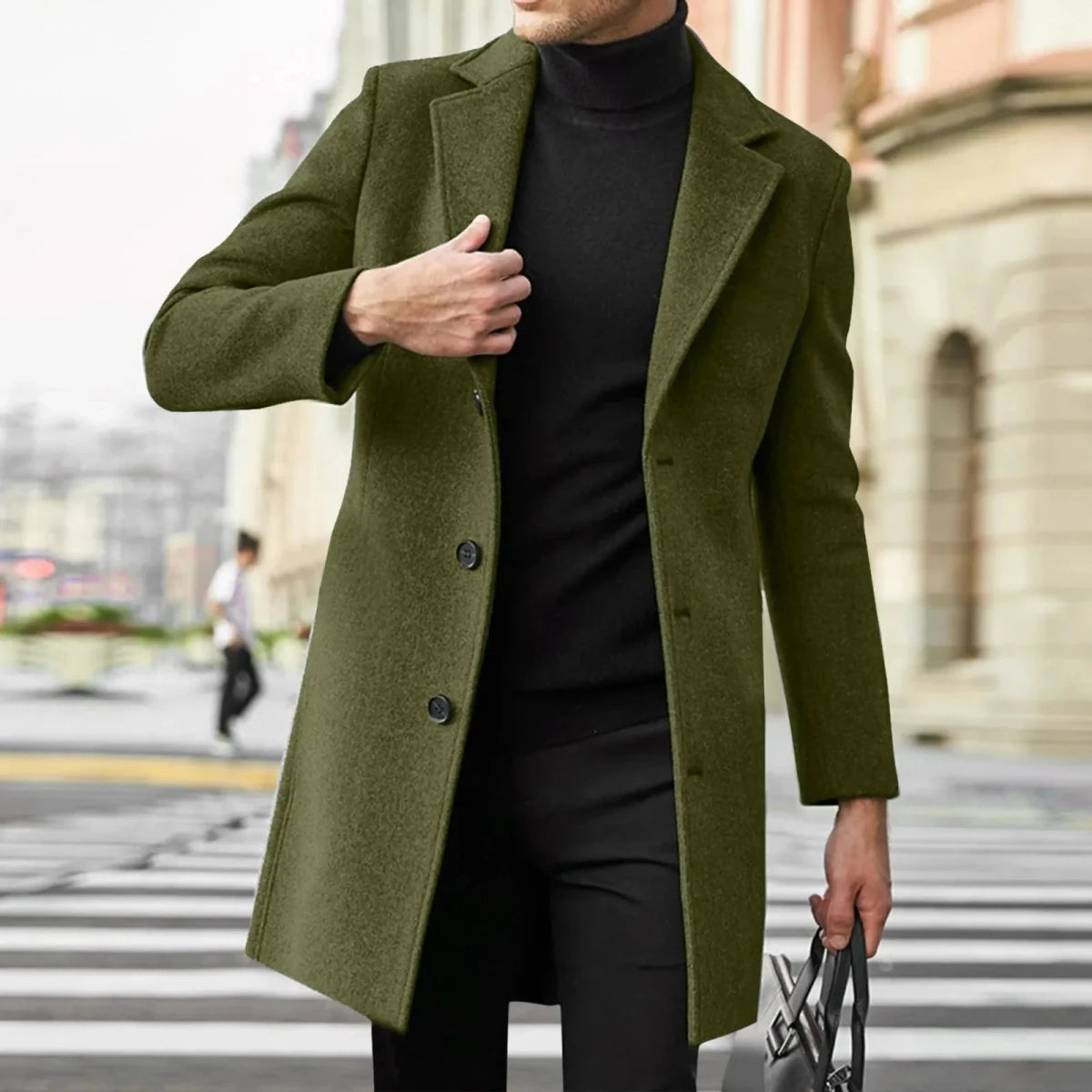 Men’s Slim-Fit Single-Breasted Overcoat Men's Overcoats