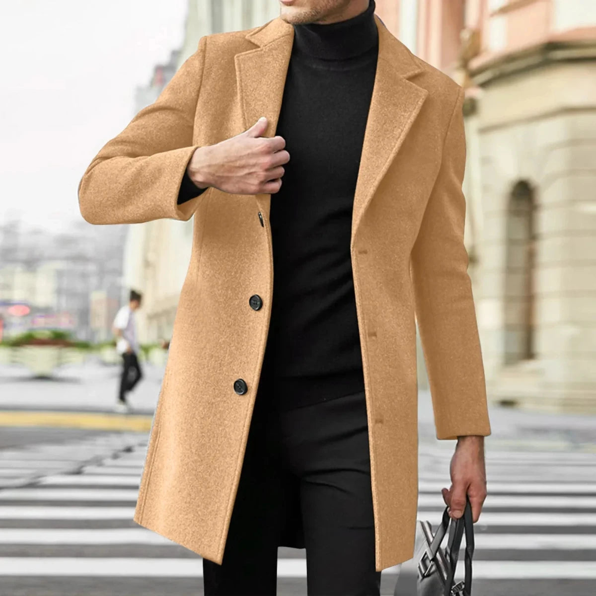 Men’s Slim-Fit Single-Breasted Overcoat Men's Overcoats