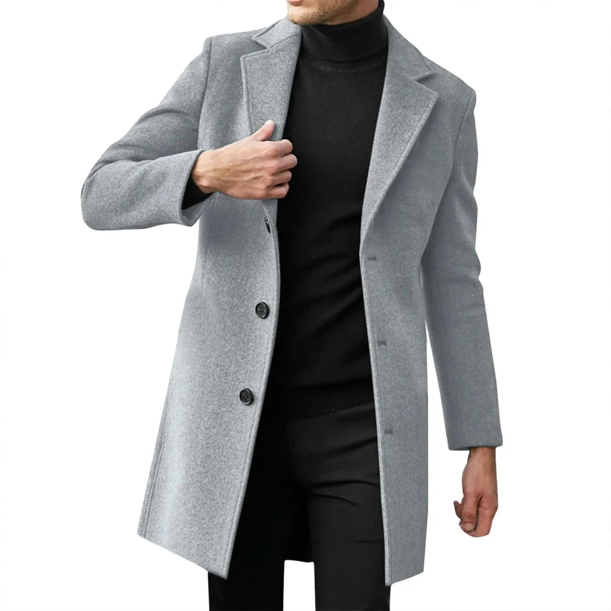 Men’s Slim-Fit Single-Breasted Overcoat Men's Overcoats