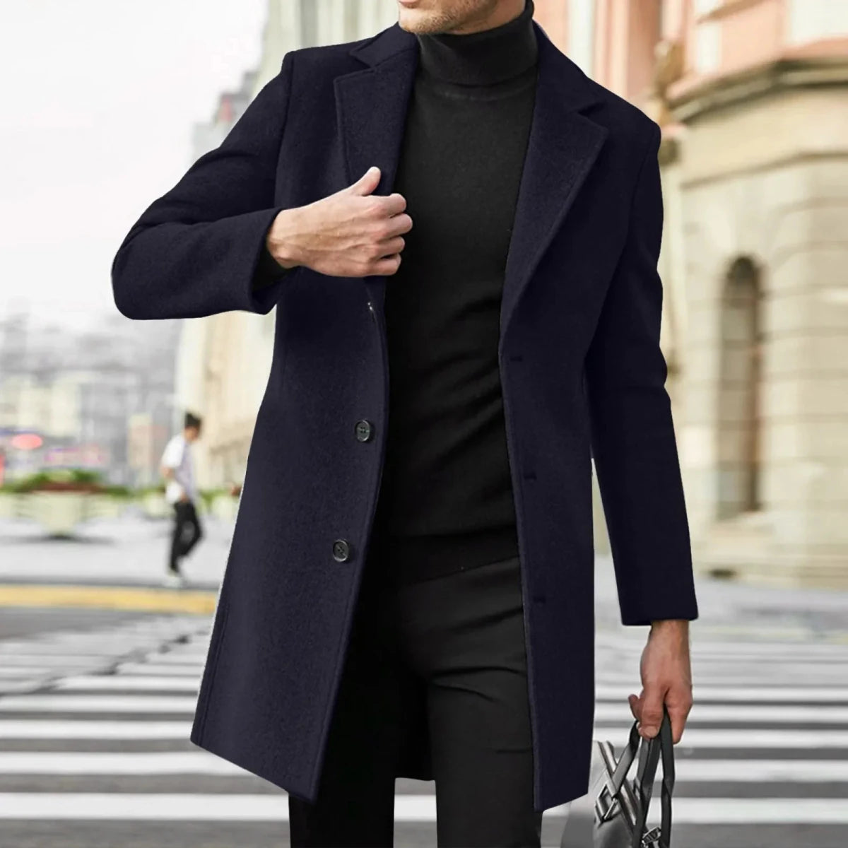 Men’s Slim-Fit Single-Breasted Overcoat Men's Overcoats