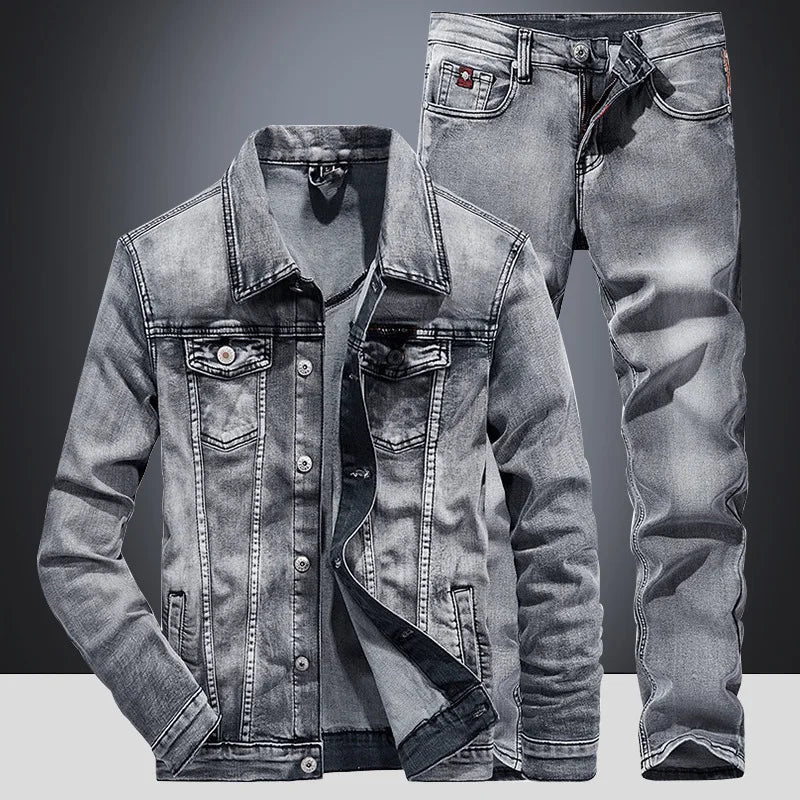 Men's Slim Fit Denim Suit for Spring Outfit