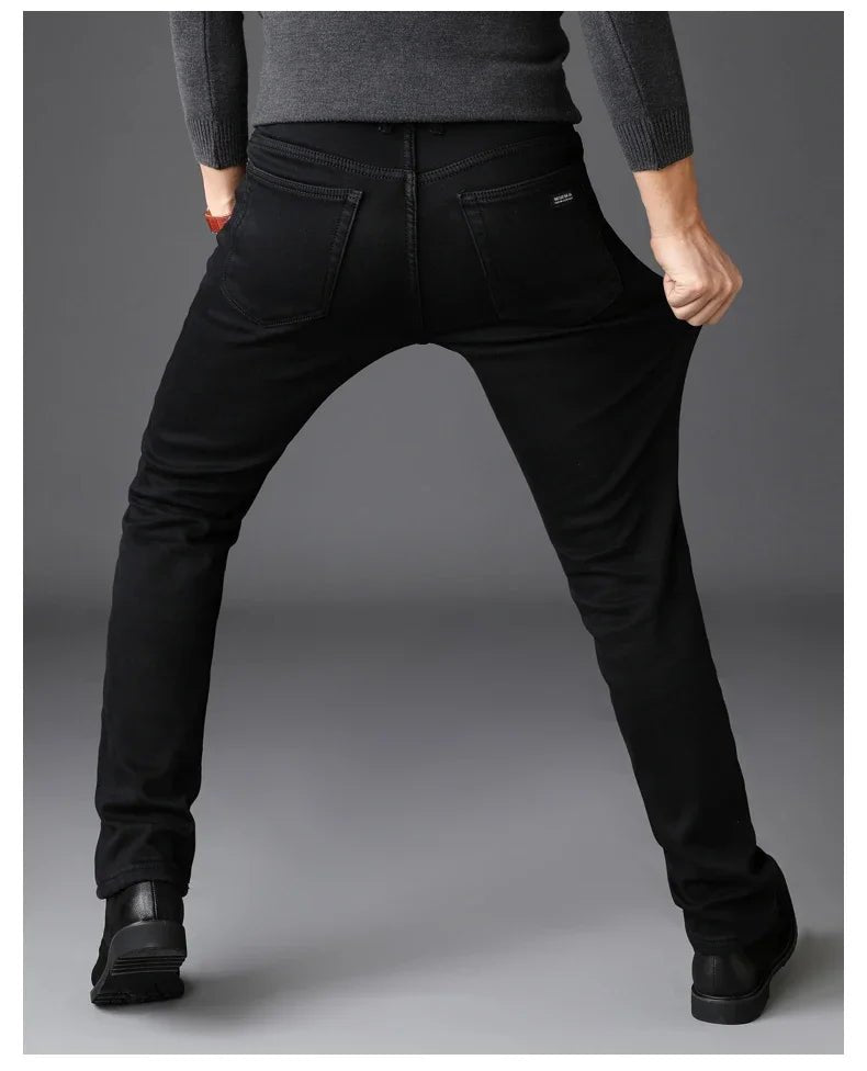 Men's Soft Stretch Denim Jeans Classic Straight Fit for Everyday Comfort and Biker Style