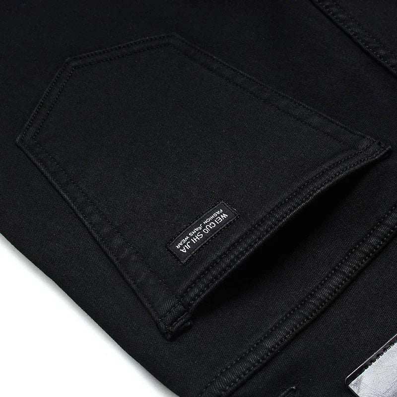 Men's Soft Stretch Denim Jeans Classic Straight Fit for Everyday Comfort and Biker Style