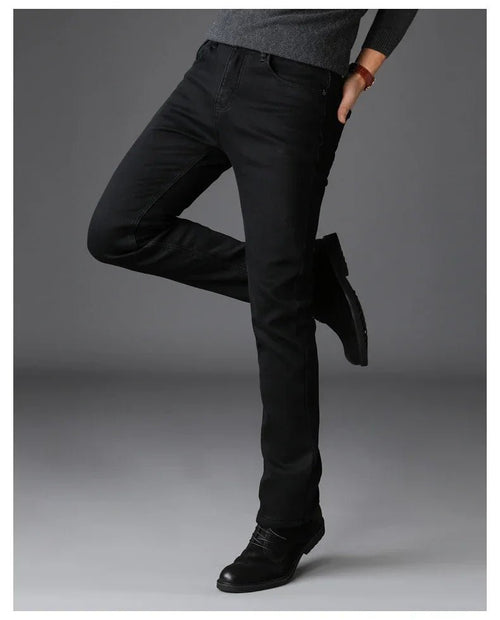Men's Soft Stretch Denim Jeans Classic Straight Fit for Everyday Comfort and Biker Style