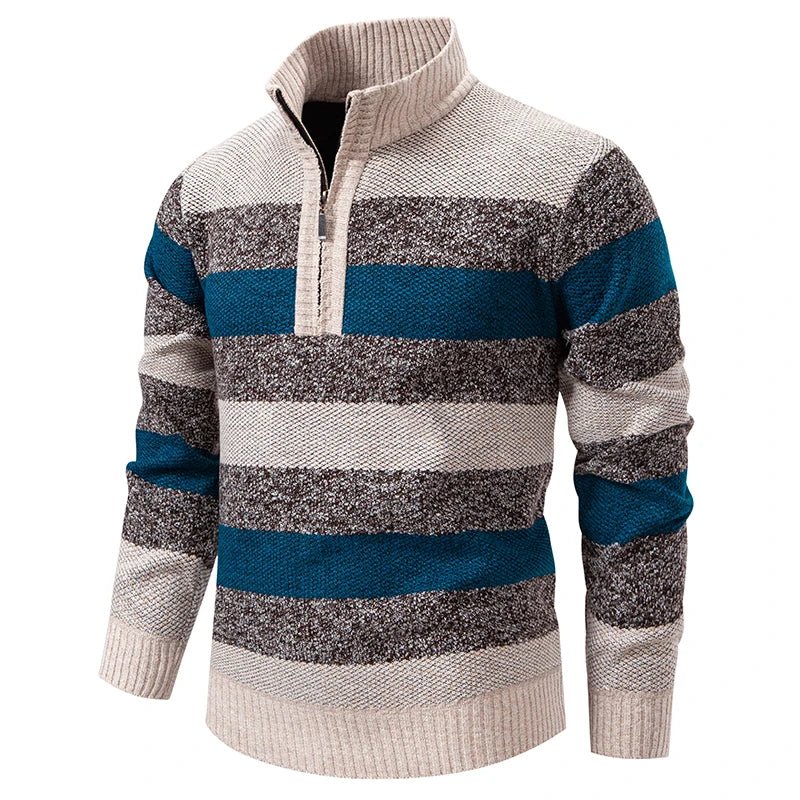 Men’s Striped Quarter-Zip Knit Sweater Men's Sweaters