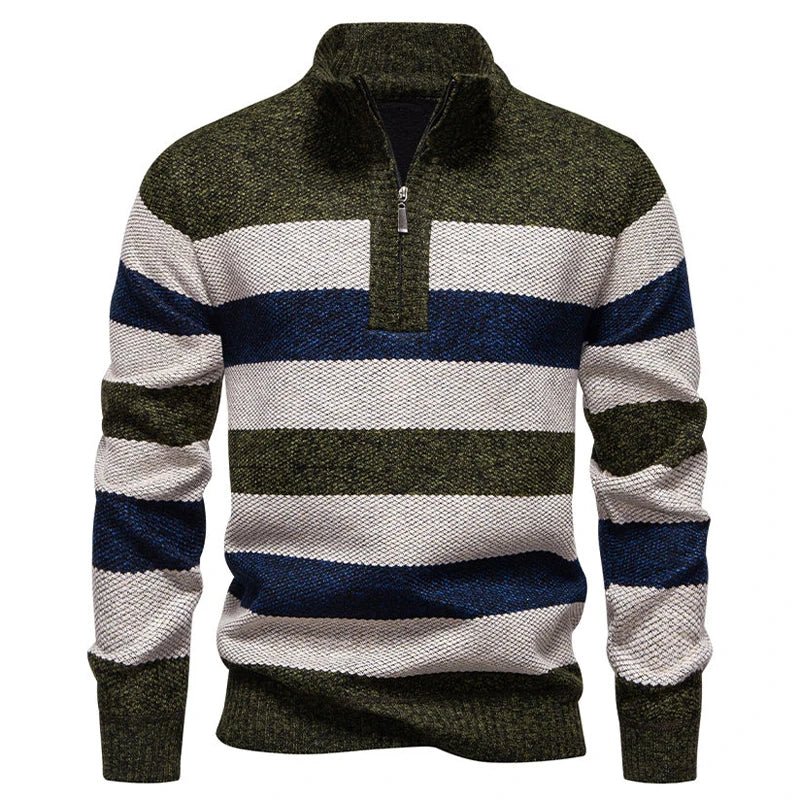 Men’s Striped Quarter-Zip Knit Sweater Men's Sweaters