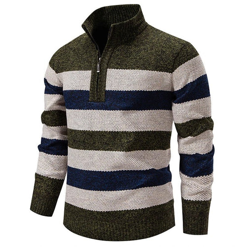 Men’s Striped Quarter-Zip Knit Sweater Men's Sweaters