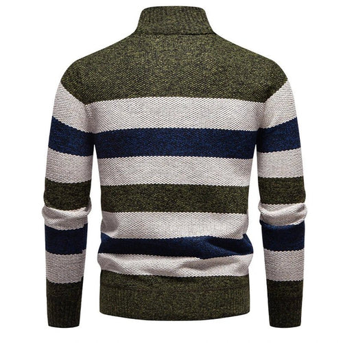Men’s Striped Quarter-Zip Knit Sweater Men's Sweaters